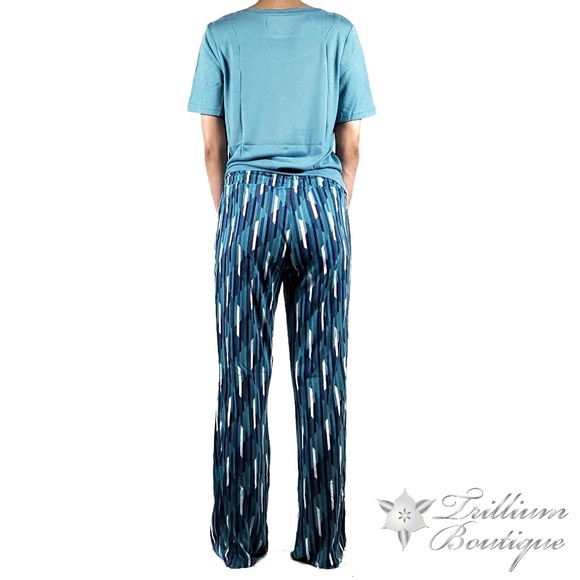 Felina Women's Pajama Set Maui Blue Diamond Stripe - Picture 7 of 8